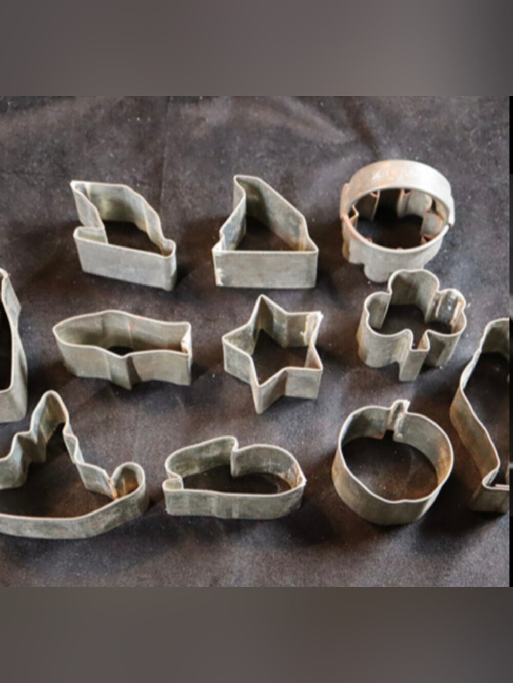 Antique Primitive Tin Metal Cookie & Kreamer Biscuit Cutters Lot of 11 Shapes